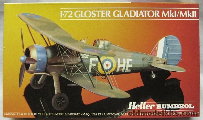 Heller 1/72 Gloster Gladiator I or II - Finnish or 263 Sq RAF, 80270 plastic model kit